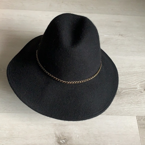 Nordstrom Wool Wide Brim Cloche Fedora Chain Hat - Picture 3 of 9